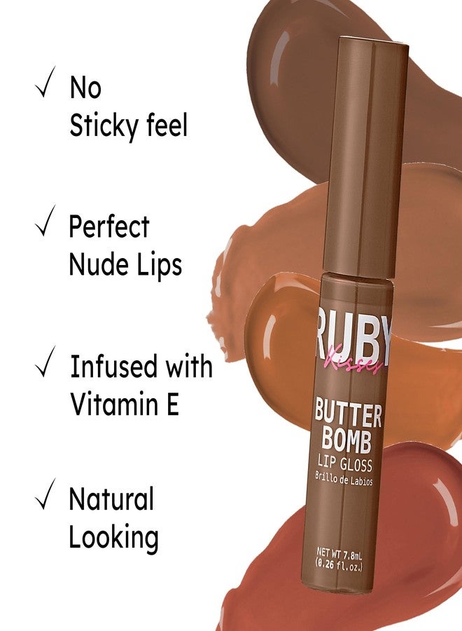 Ruby Kisses Lip Gloss Butter Bomb Gloss Non-Sticky Lip Gloss Vitamin E Natural Nude Lip Makeup - 7.8mL (0.26 US fl.oz) (Cinna-Buns) - Image 3
