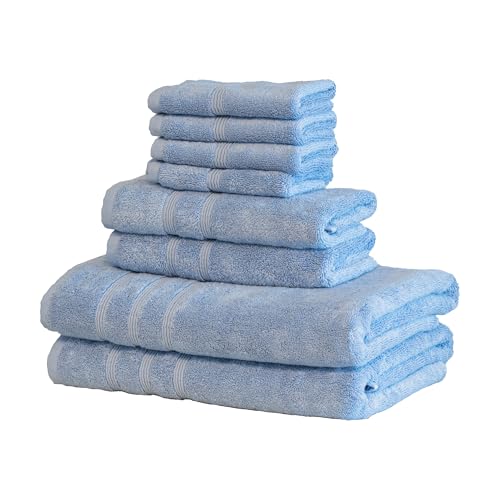 Mosobam Luxury Turkish 8pc Towel Set 30X58 16X30 13X13 Allure Blue 700 GSM Bamboo Viscose & Aegean Turkish Combed Cotton - Image 1