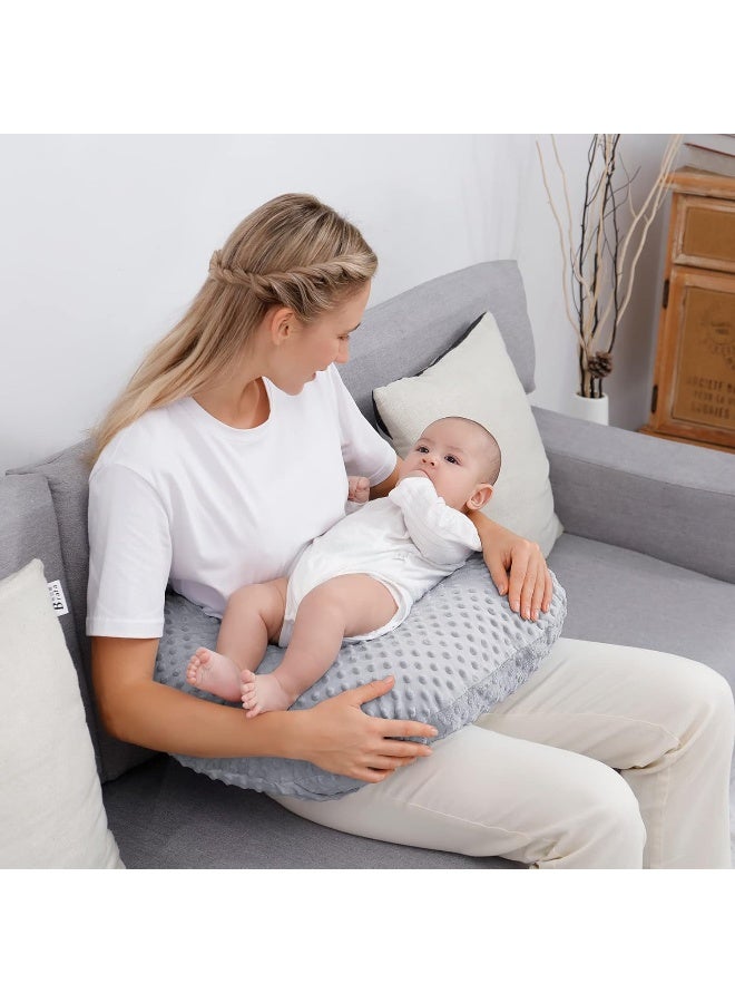 Aullar Pillowcase for Nursing Pillow and Positioner for Breastfeeding and Bottle Feeding, Propping Baby, Tummy Time, Baby Sitting Support, Awake-Time Support, Pillow Cover Only (Grey) - Image 2