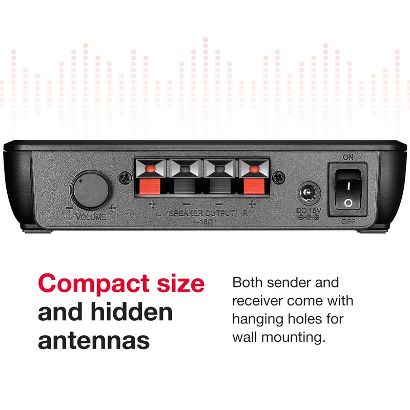 Rocketfish مجموعة مكبرات الصوت اللاسلكية من روكيتفيش - مجموعة مكبرات الصوت مع مرسل ومستقبل - نظام صوتي للترفيه في المنزل - نظام صوت محيطي لاسلكي بحجم مدمج واستهلاك منخفض للطاقة - Image 5