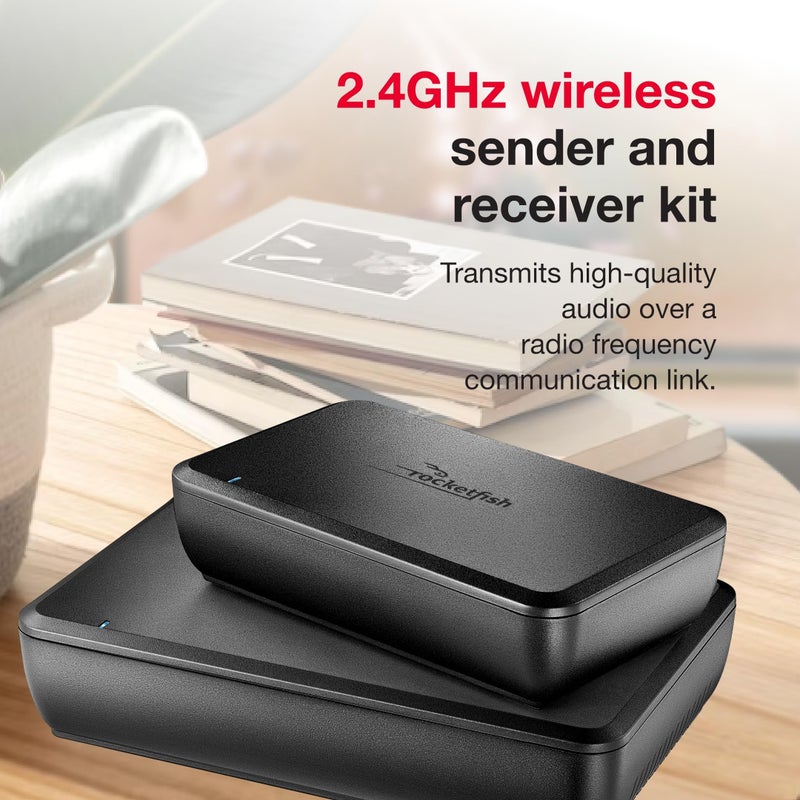 Rocketfish مجموعة مكبرات الصوت اللاسلكية من روكيتفيش - مجموعة مكبرات الصوت مع مرسل ومستقبل - نظام صوتي للترفيه في المنزل - نظام صوت محيطي لاسلكي بحجم مدمج واستهلاك منخفض للطاقة - Image 3