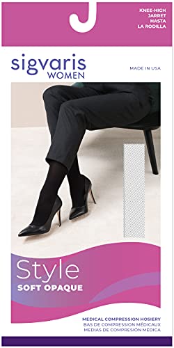 SIGVARIS Women’s Style Soft Opaque 840 Closed Toe Calf-High Socks 15-20mmHg - Midnight Blue - Small Long - Image 4
