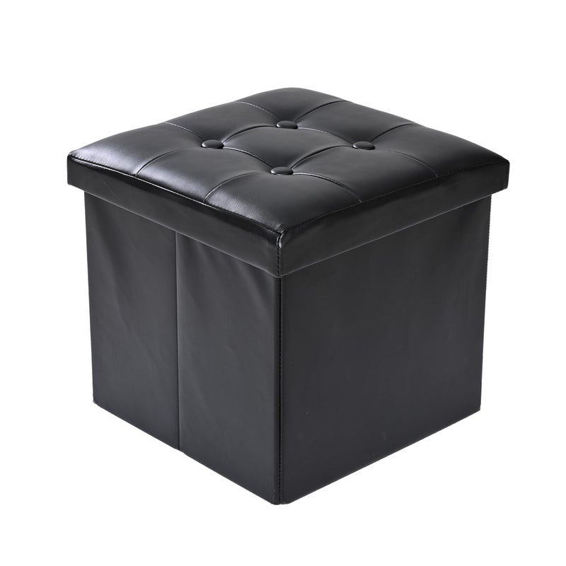 CMY Pouffe Footstool Folding Ottoman Storage Box Faux Leather Foot Rest Stool Toy Chest Shoe Bench Dressing Table Chair with Lids for Living Room