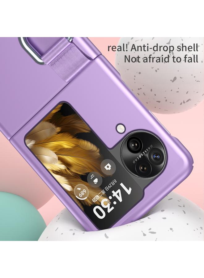 S-TOP Case For OPPO Find N3 Flip Silk Ribbon Ring Plain Leather Phone Case - Image 5