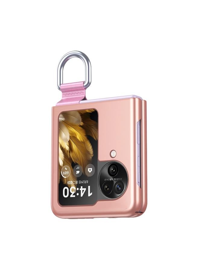 S-TOP Case For OPPO Find N3 Flip Silk Ribbon Ring Plain Leather Phone Case - Image 1