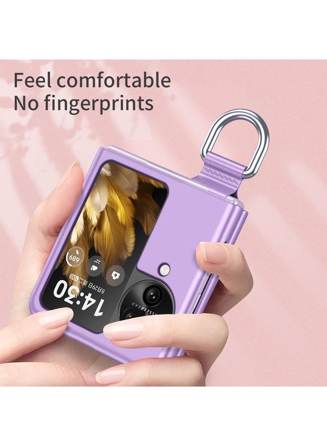 S-TOP Case For OPPO Find N3 Flip Silk Ribbon Ring Plain Leather Phone Case - Image 4