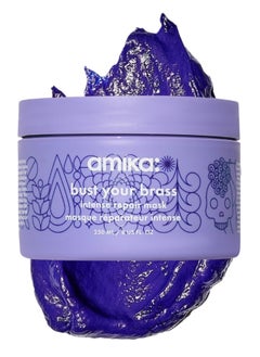amika Amika Bust Your Brass Toning Repair Mask 250ml – Ultra-Violet, Deep Conditioning Hair Mask with Bond Cure Technology to Neutralize Brassiness and Repair Damage for Blonde, Silver, and Gray Hair – Restores Cool Tones, Strength, and Shine, Vegan & Cruelty-Free  - Image 1