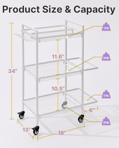YOTTOY 3-Tier Gym Storage Rack for Home Gym–Multi-Functional Weight Rack, Dumbbell Rack, Yoga Mat Holder with Side Basket & 6 Hooks, Gym Equipment Organizer (White) - Image 5