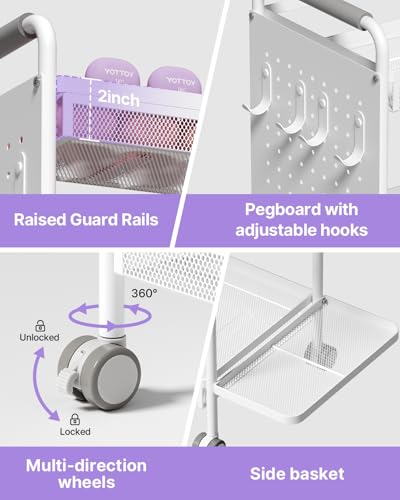 YOTTOY 3-Tier Gym Storage Rack for Home Gym–Multi-Functional Weight Rack, Dumbbell Rack, Yoga Mat Holder with Side Basket & 6 Hooks, Gym Equipment Organizer (White) - Image 3