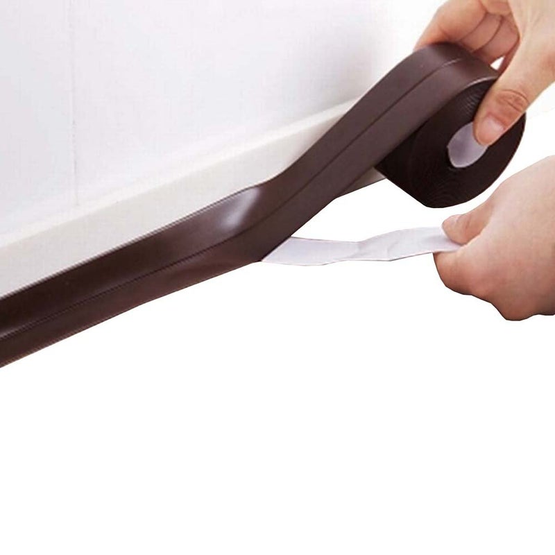 KaLaiXing Tub And Wall Caulk Strip. Kitchen Caulk Tape Bathroom Wall Sealing Tape Waterproof Self-Adhesive Decorative Trim--brown - Image 5