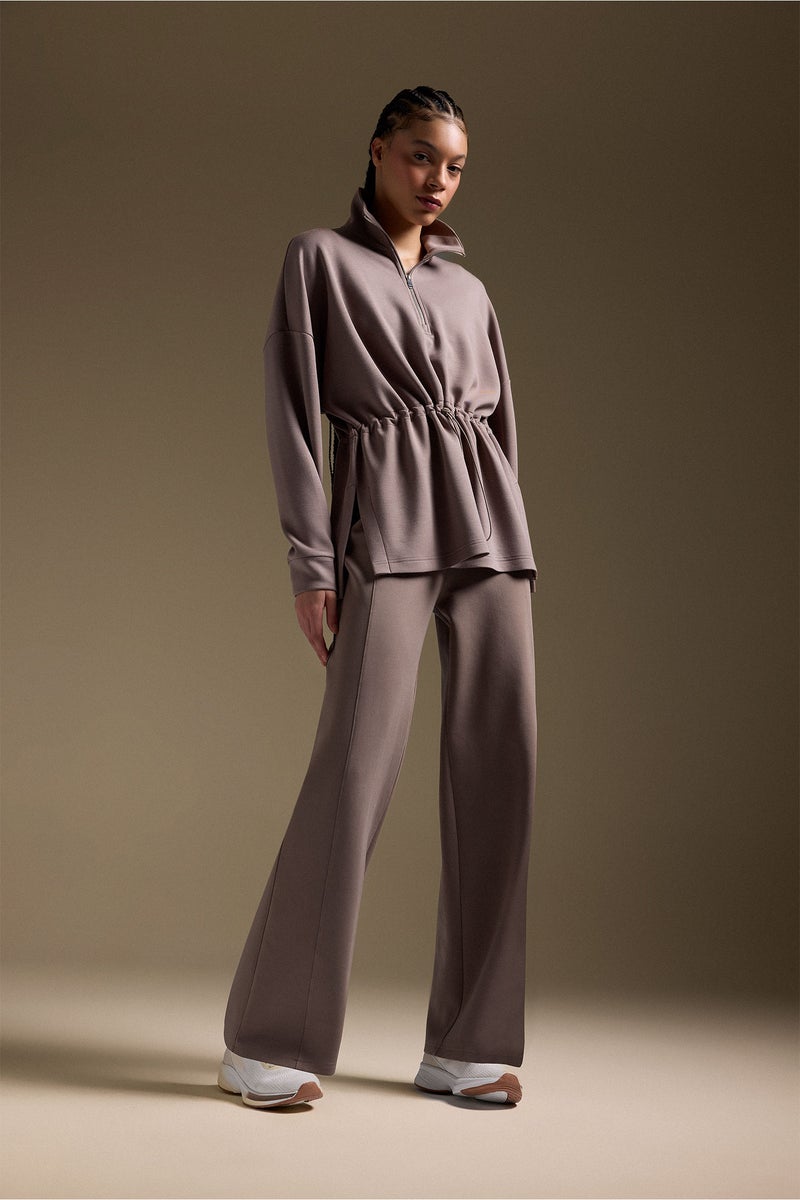 DeFacto Brown Woman Long Fit Stand Collar Modal Sports Sweatshirt Casual - Image 2