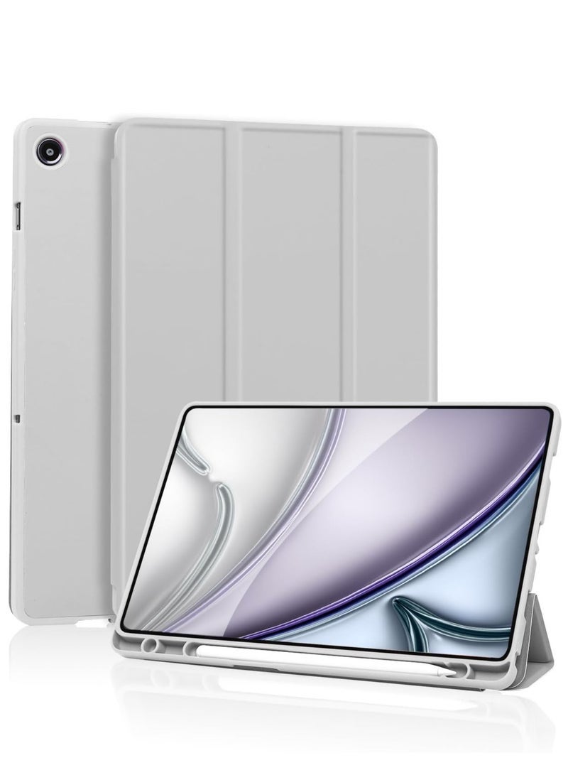 إلترازون Slim Smart Case for Samsung Galaxy Tab A9 Plus with Pencil Holder | Soft TPU Back, Auto Sleep/Wake, Folding Stand Cover – Silver Gray | Lightweight Protective Tablet Case - Image 1