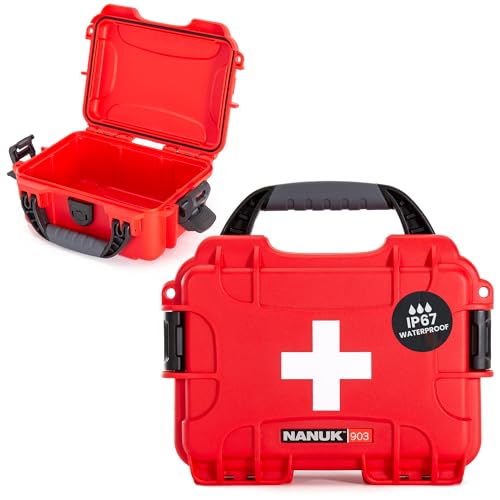 NANUK 903 Waterproof First Aid Box Empty – Durable, Medical First Aid Organizer Case, IP67-Rated, Dustproof, Impact-Resistant, and Floats (7.4" x 4.9" x 3.1") – Red - Image 1