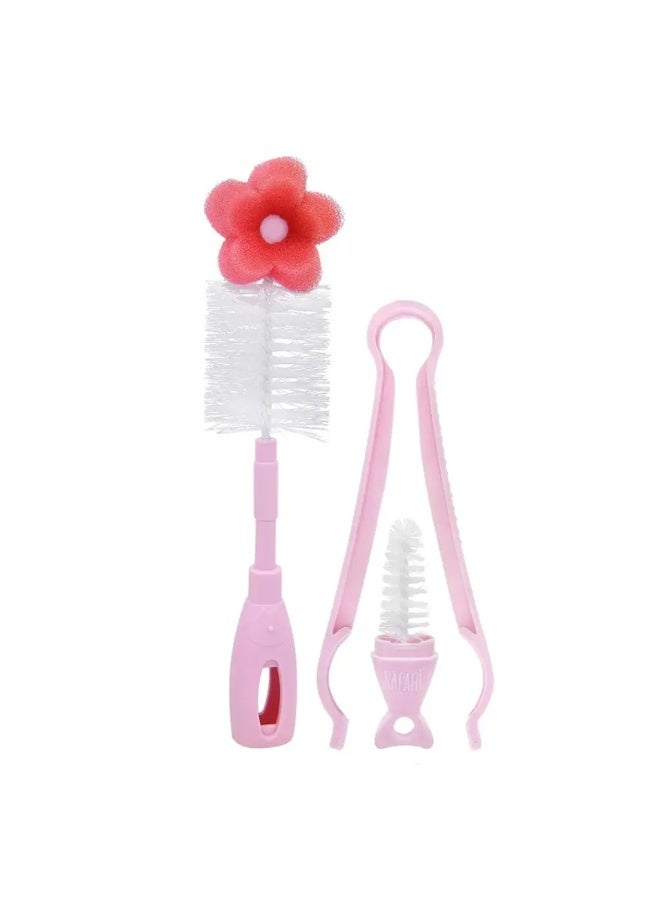 safari baby Safari bottles & teats brush with Tong pink - Image 1