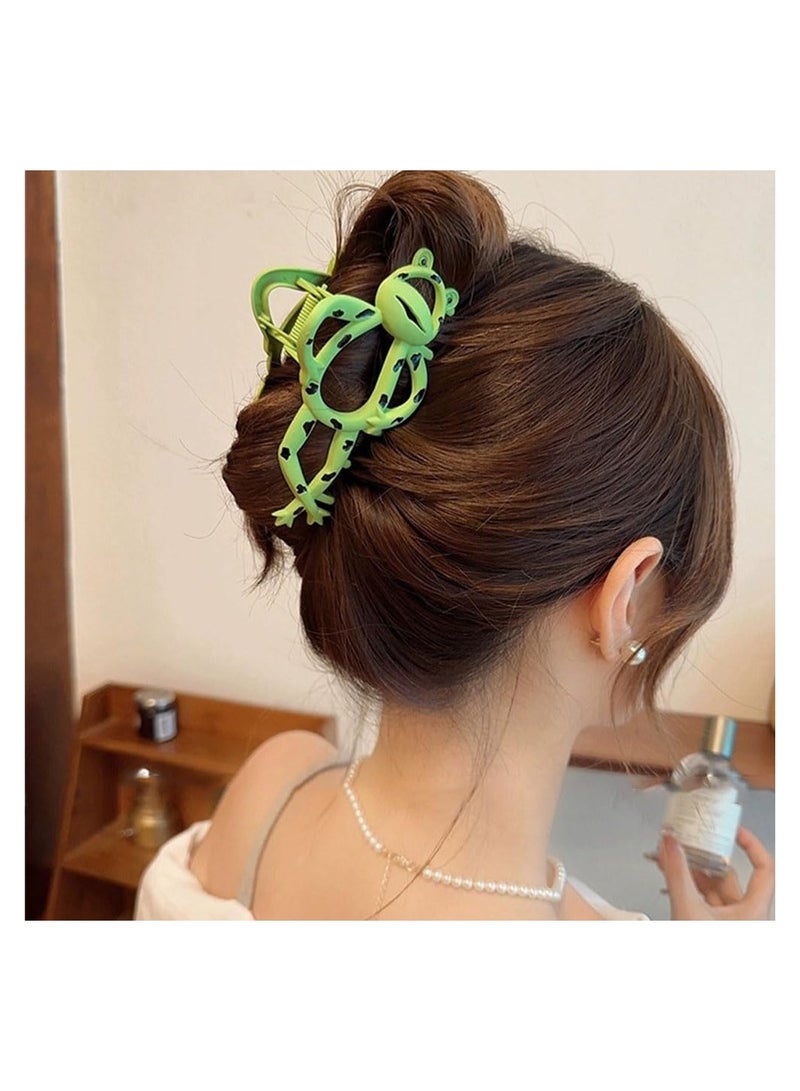 SOLARAE Frog Metal Hair Clip, Cute Green Frog Metal Large Hairpin Claw, Strong Hold Nonslip Hair Barrettes, Creative Design Fashion Hair Accessories for Women Girls, 2 Pcs - Image 4