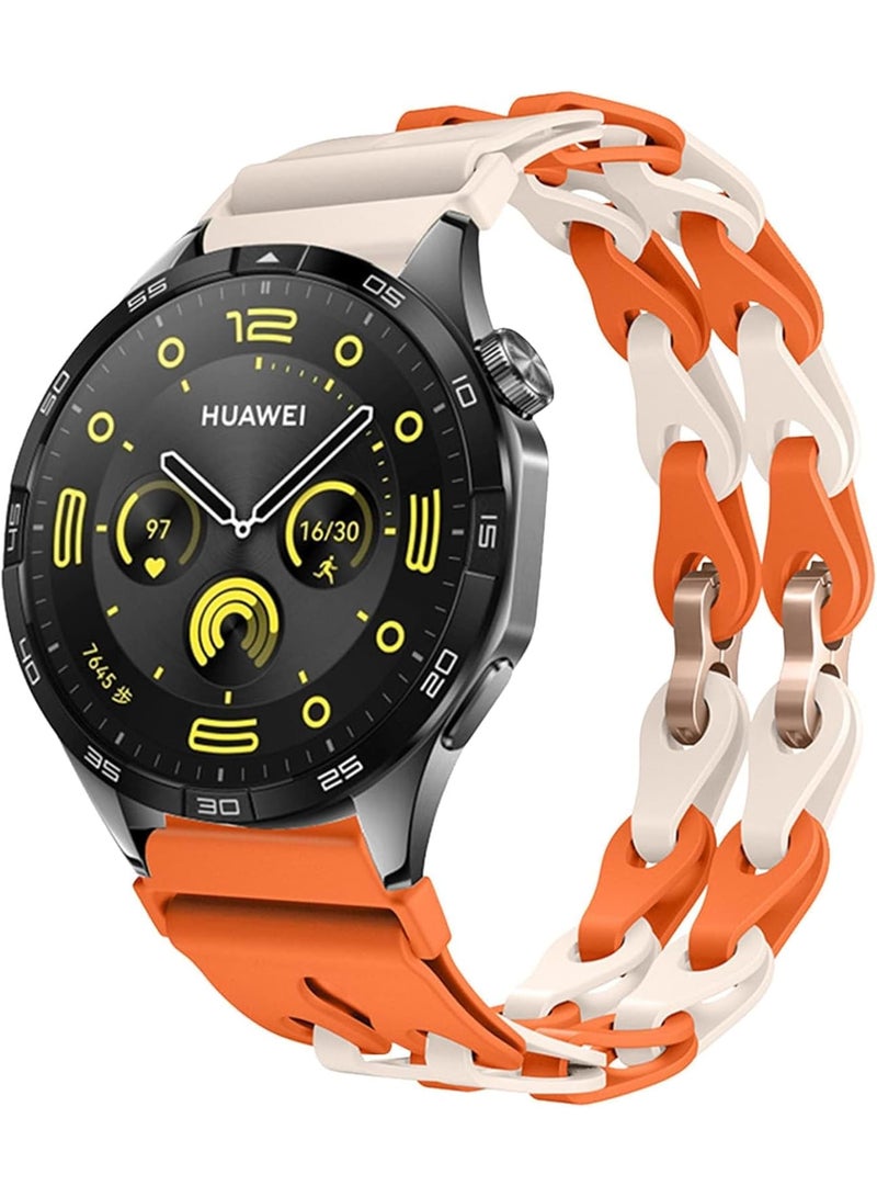 KASTWAVE 22mm Silicone Watch Strap, Silicone Band for Huawei Watch GT Series, Compatible with GT5 Pro, GT5, GT4 & Watch 4 (46mm), Durable Replacement Strap for Men and Women (Orange Starlight) - Image 1