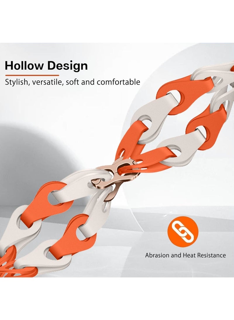 KASTWAVE 22mm Silicone Watch Strap, Silicone Band for Huawei Watch GT Series, Compatible with GT5 Pro, GT5, GT4 & Watch 4 (46mm), Durable Replacement Strap for Men and Women (Orange Starlight) - Image 4