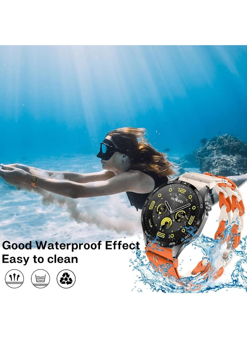 KASTWAVE 22mm Silicone Watch Strap, Silicone Band for Huawei Watch GT Series, Compatible with GT5 Pro, GT5, GT4 & Watch 4 (46mm), Durable Replacement Strap for Men and Women (Orange Starlight) - Image 2