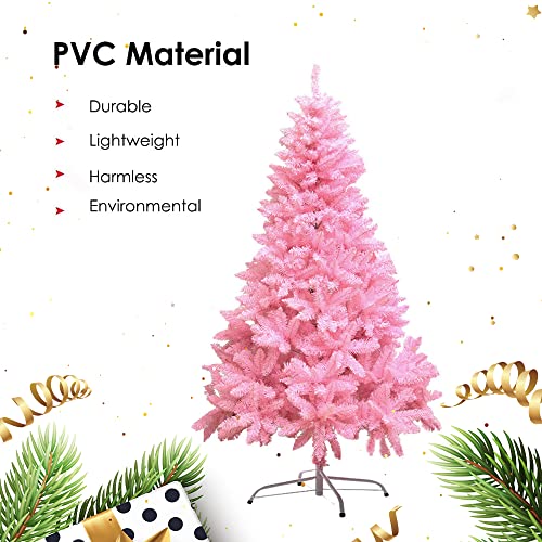 Dream Loom Christmas Tree with Metal Stand, 4FT Pink Artificial Christmas Tree with 300 Branches Tips, Easy Assembly Unlit Xmas Tree for Christmas Decorations - Image 5