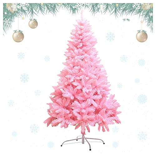 Dream Loom Christmas Tree with Metal Stand, 4FT Pink Artificial Christmas Tree with 300 Branches Tips, Easy Assembly Unlit Xmas Tree for Christmas Decorations - Image 1