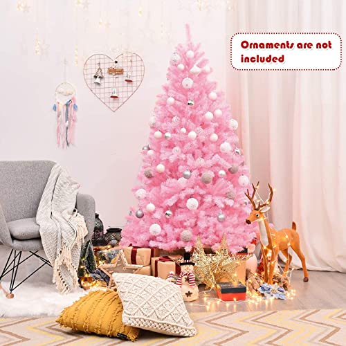 Dream Loom Christmas Tree with Metal Stand, 4FT Pink Artificial Christmas Tree with 300 Branches Tips, Easy Assembly Unlit Xmas Tree for Christmas Decorations - Image 2