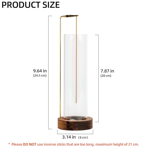 GARMOLY Incense Holder for Sticks, Anti-Ash Flying Incense Burner with 30 Incense Sticks, Detachable Glass Ash Catcher (Wood, Brown) - Image 2