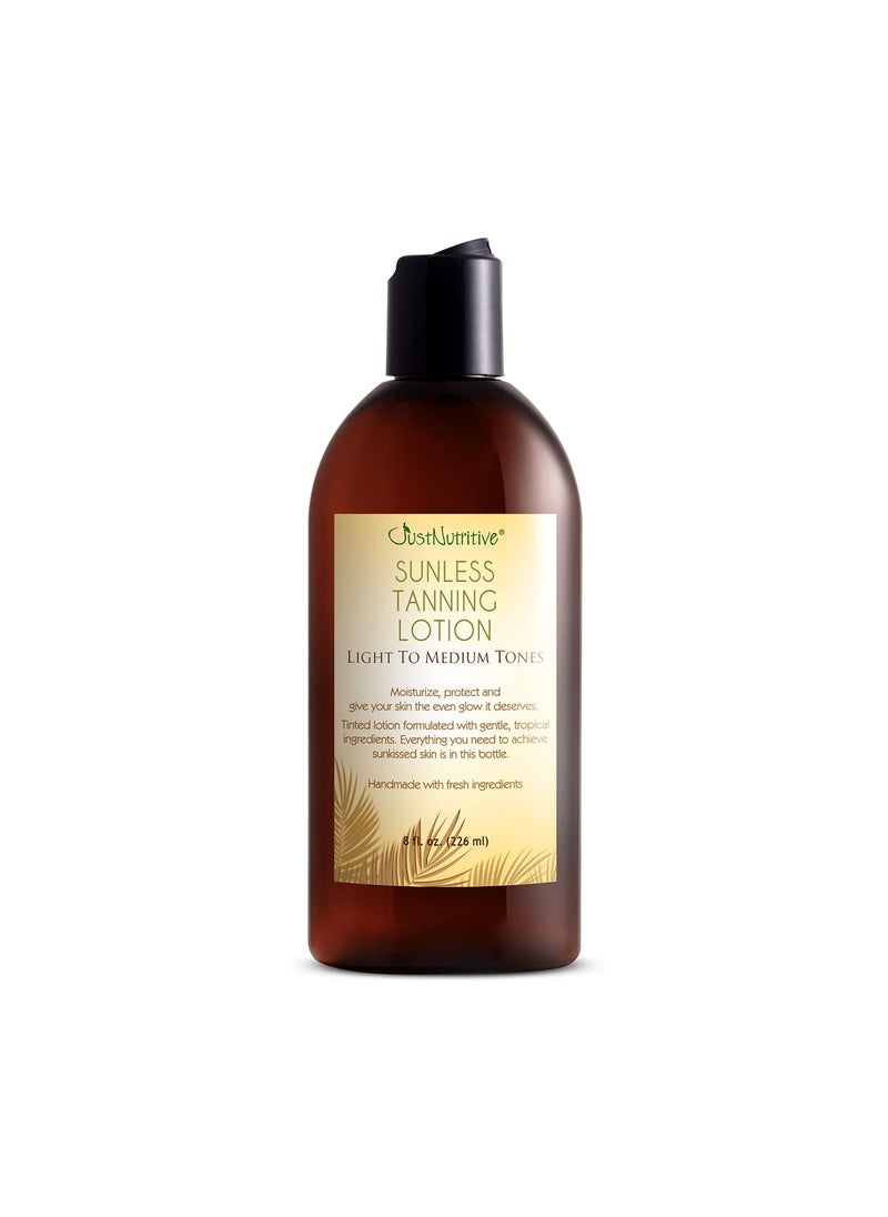 Just Nutritive Sunless Tanning Lotion  Light to Medium tones  Indoor Self Tanner  Body Tanning Lotion  Sun Kissed Glow Bronzer Lotion For All Skin Types Just Nutritive  8 Oz 