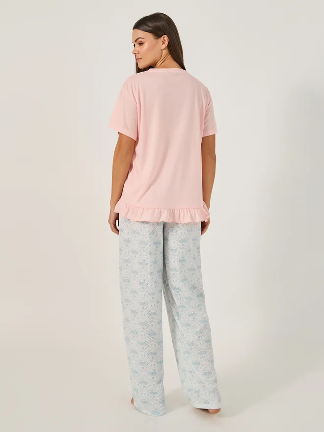 Styli Styli Unwind Printed Pajama Set with Round Neck T-Shirt