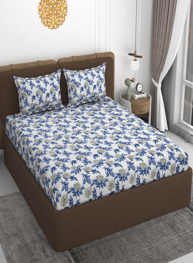 VOMZER 320 TC Cotton Feel All Around Elastic Fitted Bedsheets King Size, Premium Fitted Bedsheets King Size for Double Bed with 2 Pillow Covers, Size- 78” x 72” - Image 2