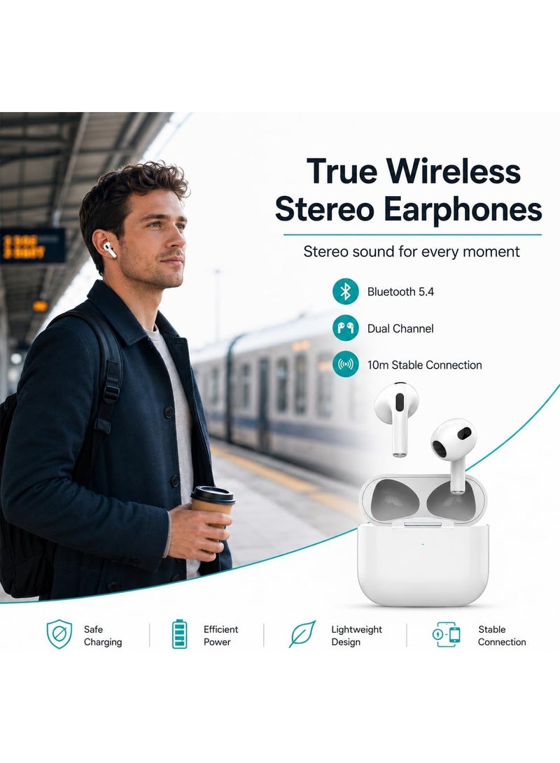 STARFIRE True Wireless Earbuds, Bluetooth V5.4, IPX4 Water Resistant, White - Image 4