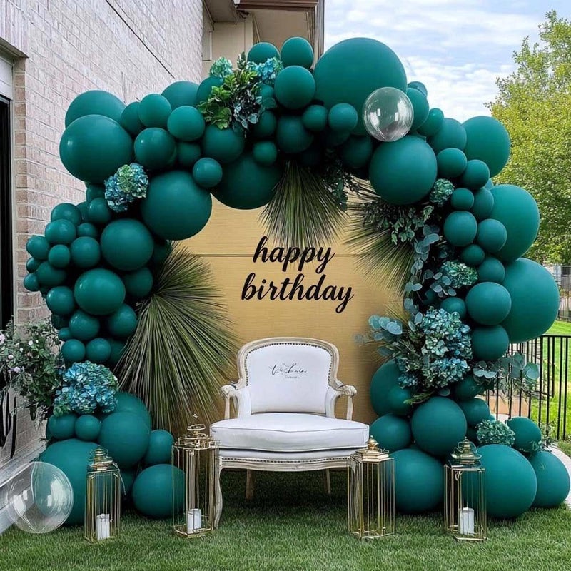 Partycus Teal Balloon Garland Arch Kit Double Stuffed, Dark Turquoise Teal-Green Aqua Balloon Different Sizes 18/12/5 Inch for Baby Shower Birthday Wedding Winter New Year Party Decoration - Image 1