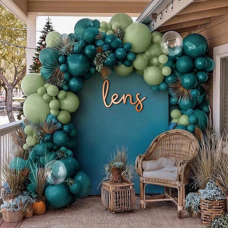 Partycus Teal Balloon Garland Arch Kit Double Stuffed, Dark Turquoise Teal-Green Aqua Balloon Different Sizes 18/12/5 Inch for Baby Shower Birthday Wedding Winter New Year Party Decoration - Image 2