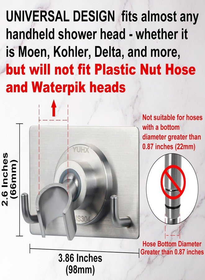YUHX Shower Head Holder All Metal Strong Adhesive and Drilling Screws Two Installation Methods, Adjustable Handheld Shower Head Mount,Stainless Steel Hand held Showerhead Wand bracket - Image 4