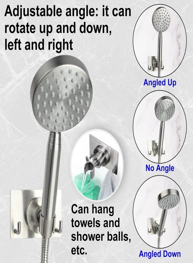 YUHX Shower Head Holder All Metal Strong Adhesive and Drilling Screws Two Installation Methods, Adjustable Handheld Shower Head Mount,Stainless Steel Hand held Showerhead Wand bracket - Image 3