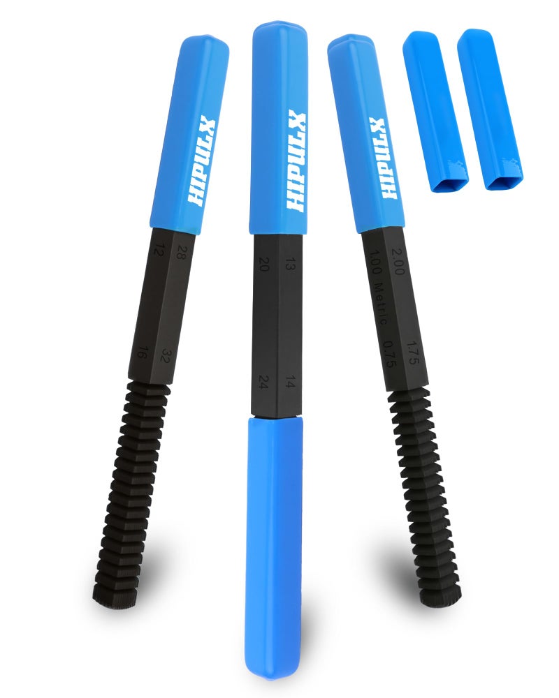 HIPULX 3 PCS Thread File Set - 5140 Alloy Steel SAE & Metric Thread Files with Ergonomic Handle - Professional Thread Restorer Kit Repair Tool for Automotive, Plumbing & Industrial Use - Image 1