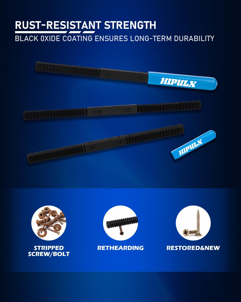 HIPULX 3 PCS Thread File Set - 5140 Alloy Steel SAE & Metric Thread Files with Ergonomic Handle - Professional Thread Restorer Kit Repair Tool for Automotive, Plumbing & Industrial Use - Image 4