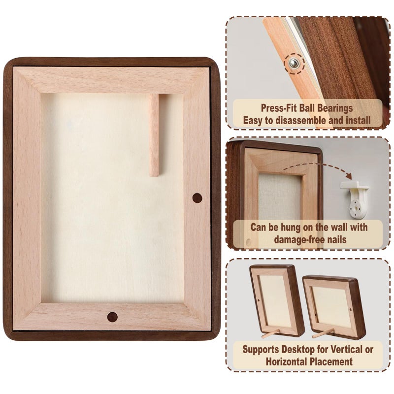 HELPLEX 6x8 Picture Frame Set of 2  Display Picture 5x7 with Mat or 6x8 Without Mat  Made of Natural Walnut Wood  HD Tempered Glass  Vertical or Horizontal Display for Tabletop and Wall - Image 4