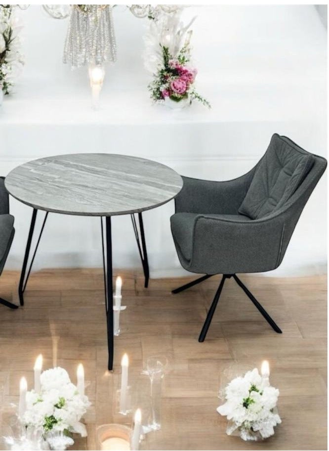 l'elefante 2-Seater Tea Table Set with Cushioned Chairs – Modern Wooden Coffee Table with Steel Frame – Compact Outdoor & Indoor Seating for Balcony, Garden, Living Room, Patio – Minimalist Design  - Image 2