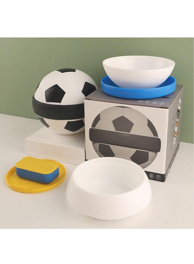 general Outdoor soccer-shaped lunch box large capacity divided bento box children's cartoon bento box - Image 4