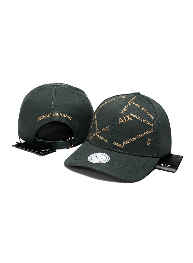 Armani Exchange Dark Green Baseball Cap with All-Over Branding