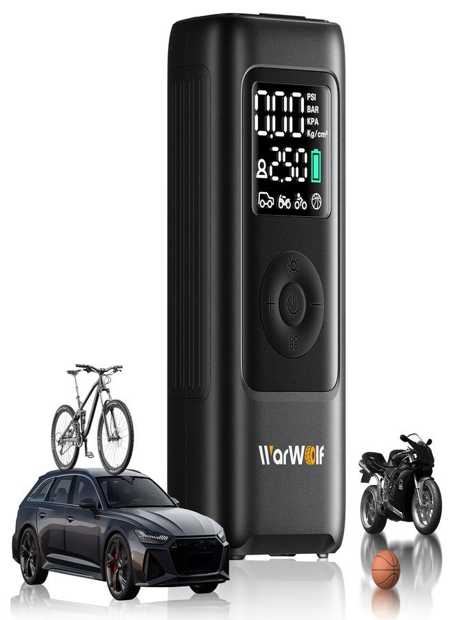 WARWOLF 160PSI Tire Inflator Portable Air Compressor - 48LPM Fast Air Pump for Car Tires: SUV, Light Truck, Motorcycle, Bike, 10000mAh with Auto Shut-Off, Digital Gauge, 12V Car Adapter, LED Light - Image 1