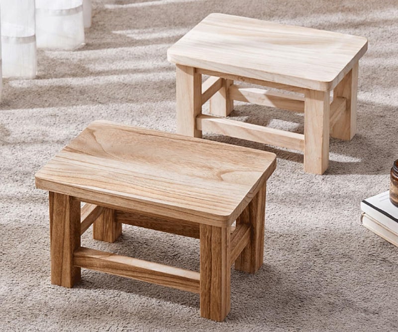 TEMIREN Solid Wood Step Stool with Non-Slip Rubber feet, Low Stool for Changing Shoes in Bedroom, Kitchen and Living Room, Sturdy and Durable, no Assembly Required (Solid Wood) - Image 3