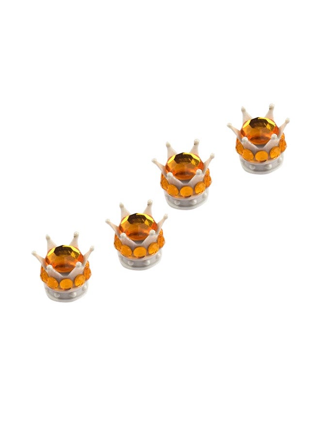 NIBEMINENT 4-Piece Silver Crown Diamond Tyre Valve Caps  - Image 1
