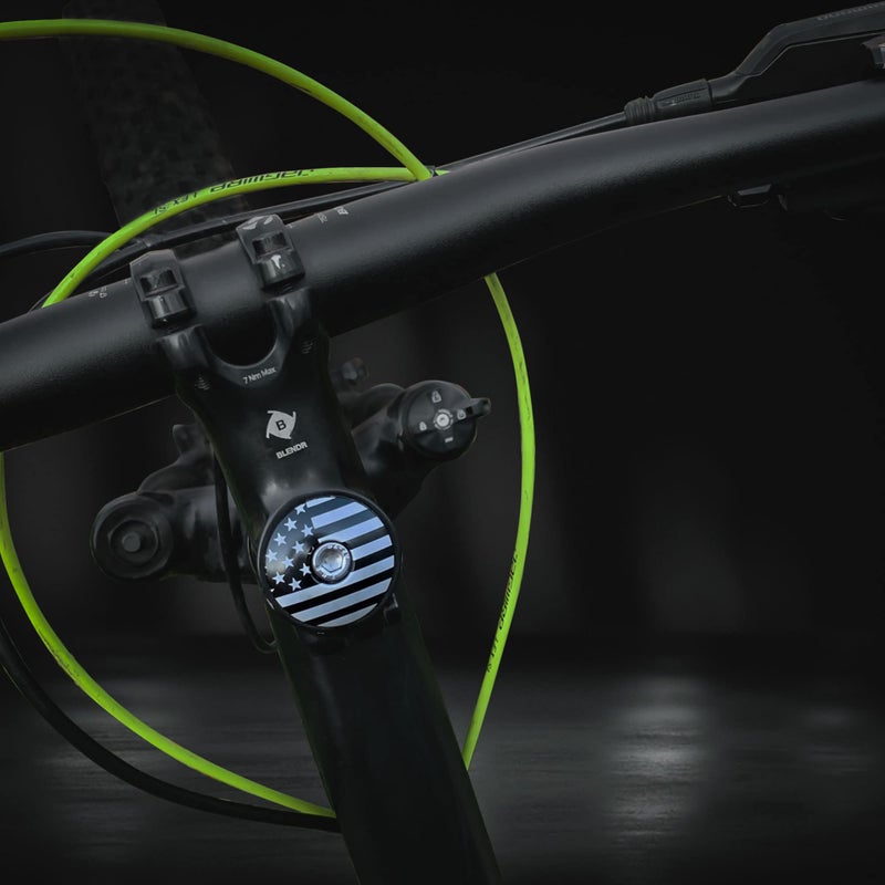 Dubbs Hardware غطاء رأس دراجة دبابس MTB 1-1/8" من الألمنيوم - غطاء علوي مخصص بدون خيوط لدراجات الجبال، دراجات الطريق، سماعات الدراجات، وأغطية أعمدة MTB - (ميركا أسود) - Image 3
