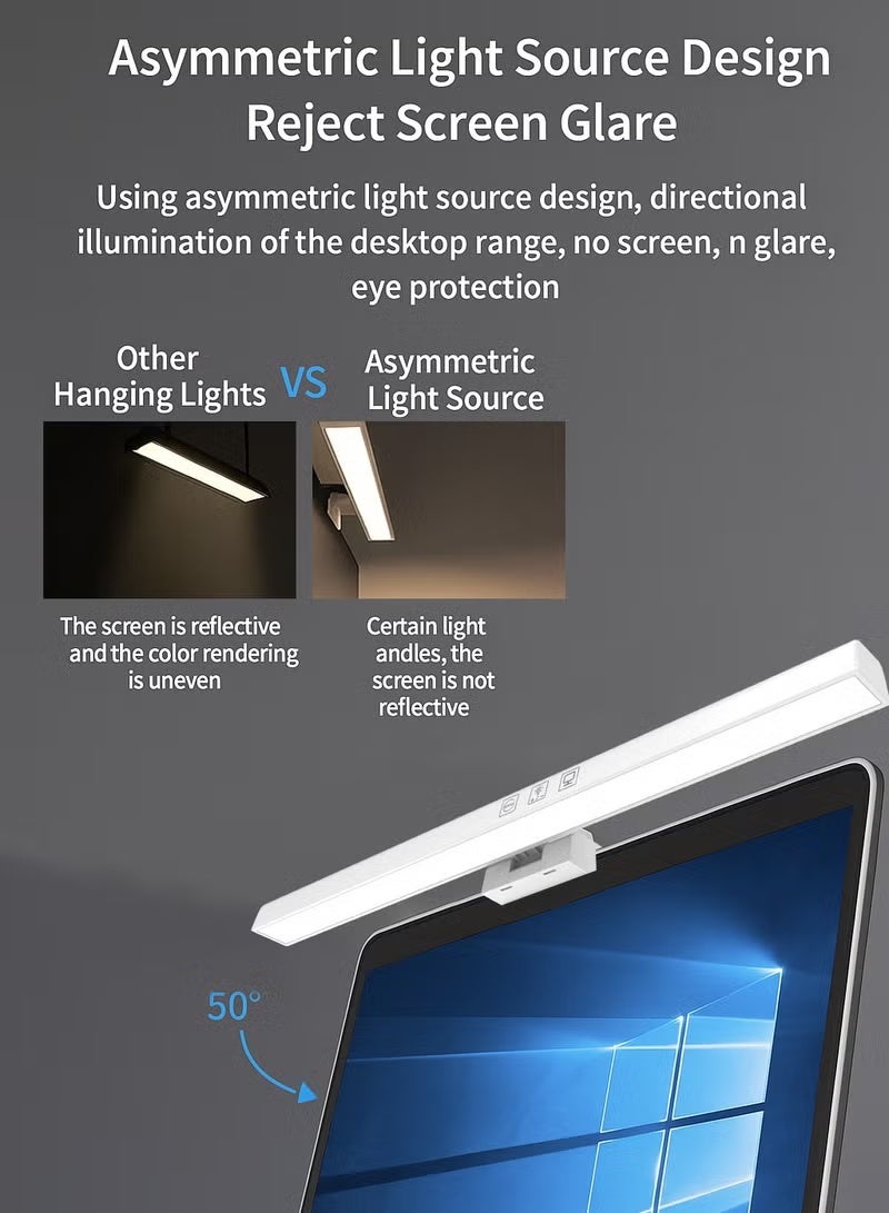 بابونا مصباح أبيض يعمل بمنفذ USB، سطوع قابل للتعديل لشاشة الكمبيوتر المحمول للمكتب/المنزل/الألعاب/المكتب (330 مم) - Image 3