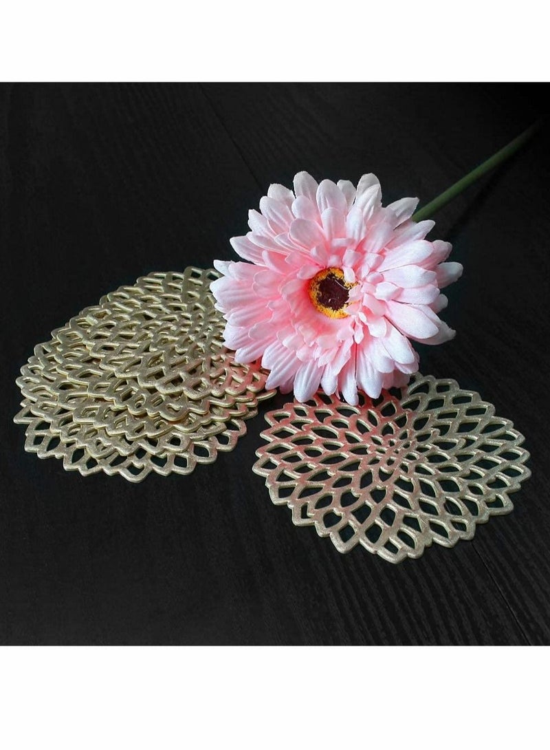 Excefore Coasters, Gold Flowers Hollow PVC Coaster Cup Mats Ornament Decorations for Home Festival 6pcs  - Image 5