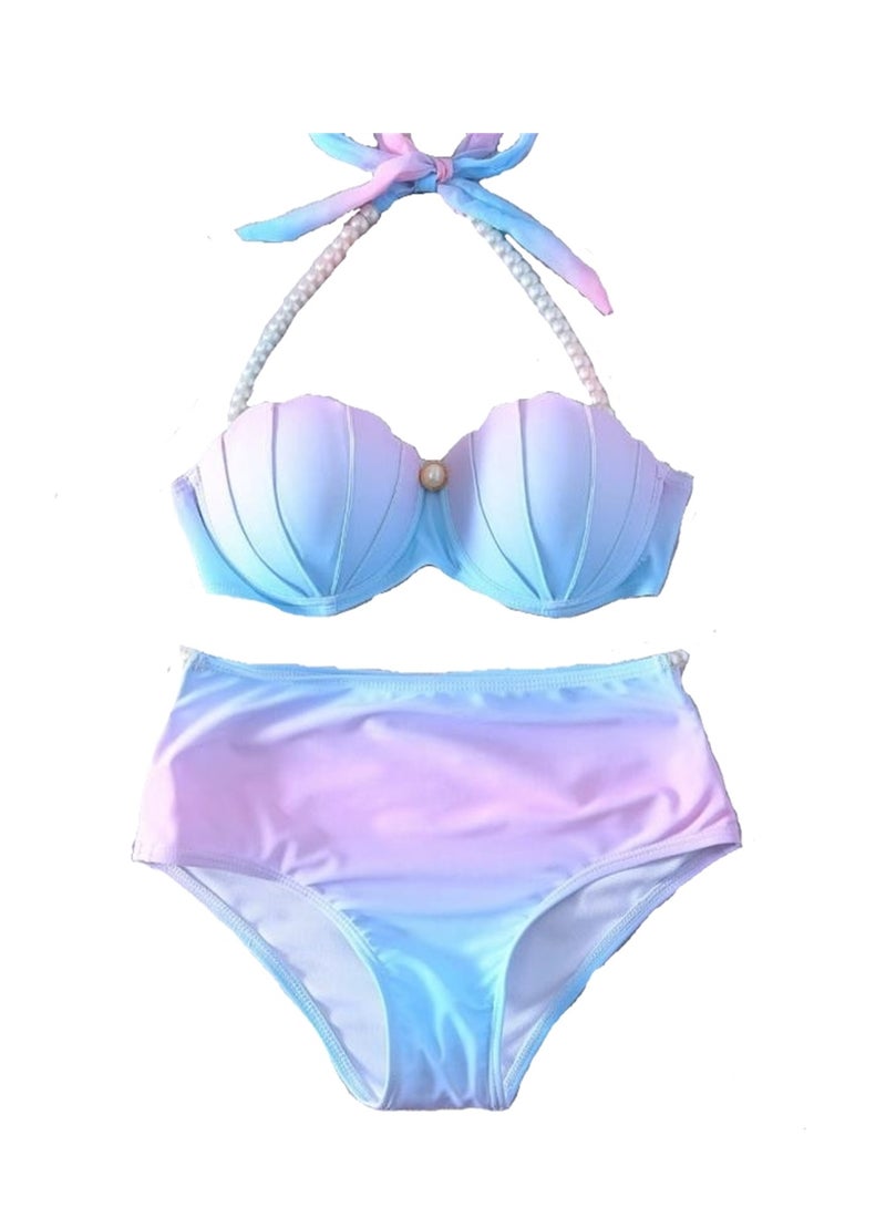 Mermaid bikini swimsuit gradient shell bikini beach swimsuit - Image 1
