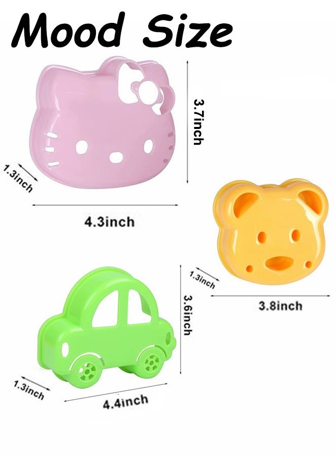 3 قطع كارتون دب سيارة هالو كيتي قط شكل ساندويتش قاطع وختم بنتو توست خبز ساندويتش قالب غير قابل للتكسير ساندويتش قالب، قطع وختم، صندوق الغداء وصندوق بنتو غذائي آمن - Image 5