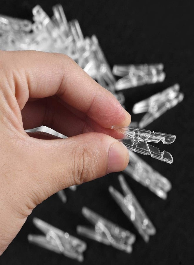 iKammo 50PCS Plastic Clothespins Mini Clear Clips Photo Clips Photo Paper Peg Pin Craft Clips Compatible Gift Wrapping, Picture Hanging, Arts&Crafts, Photo Display (Clear, 3.5 * 0.5cm) - Image 3
