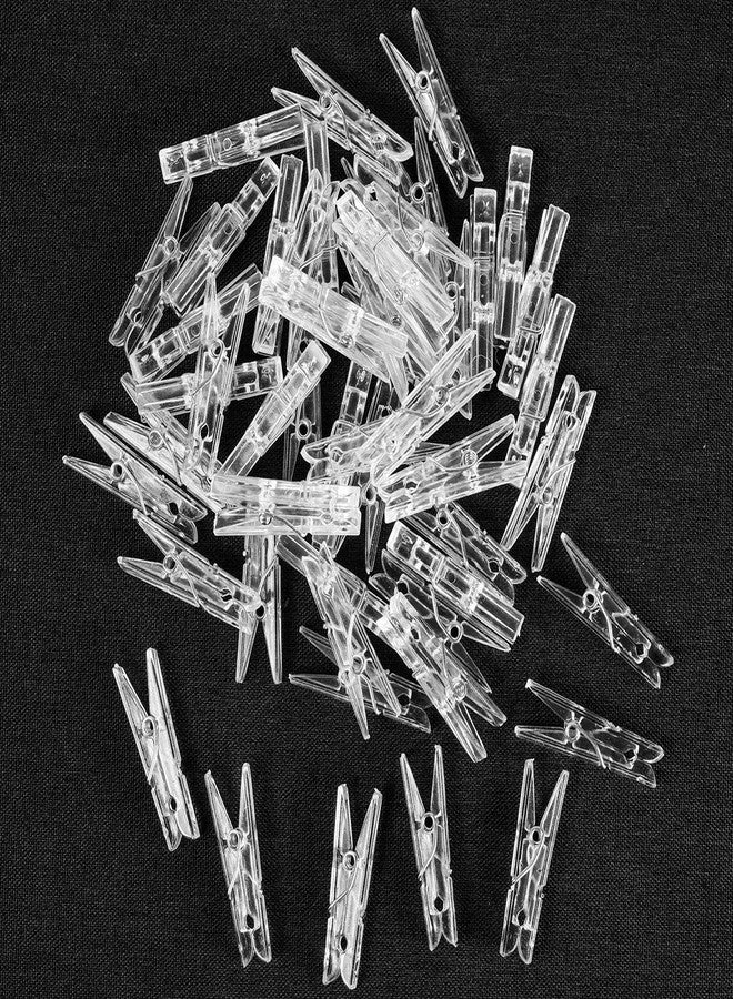 iKammo 50PCS Plastic Clothespins Mini Clear Clips Photo Clips Photo Paper Peg Pin Craft Clips Compatible Gift Wrapping, Picture Hanging, Arts&Crafts, Photo Display (Clear, 3.5 * 0.5cm) - Image 2